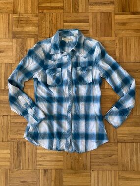Stetson Blue & White Western Plaid Shirt